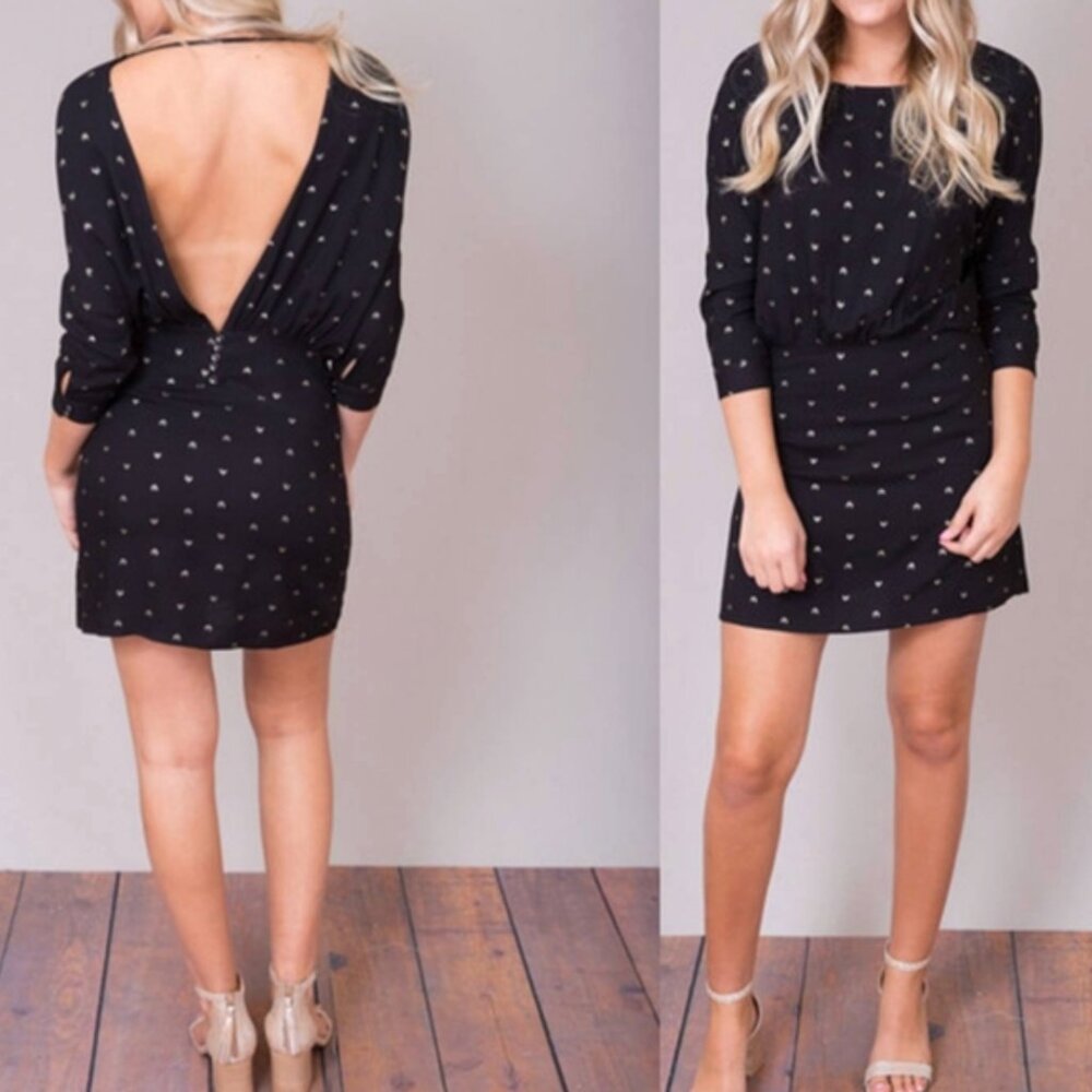 Knot Sisters Black Low Back Mini Dress Size S